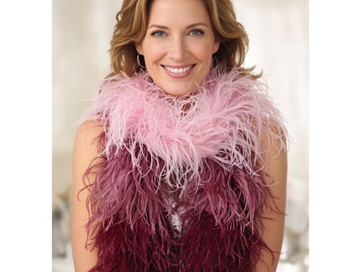 A woman wearing a feather boas