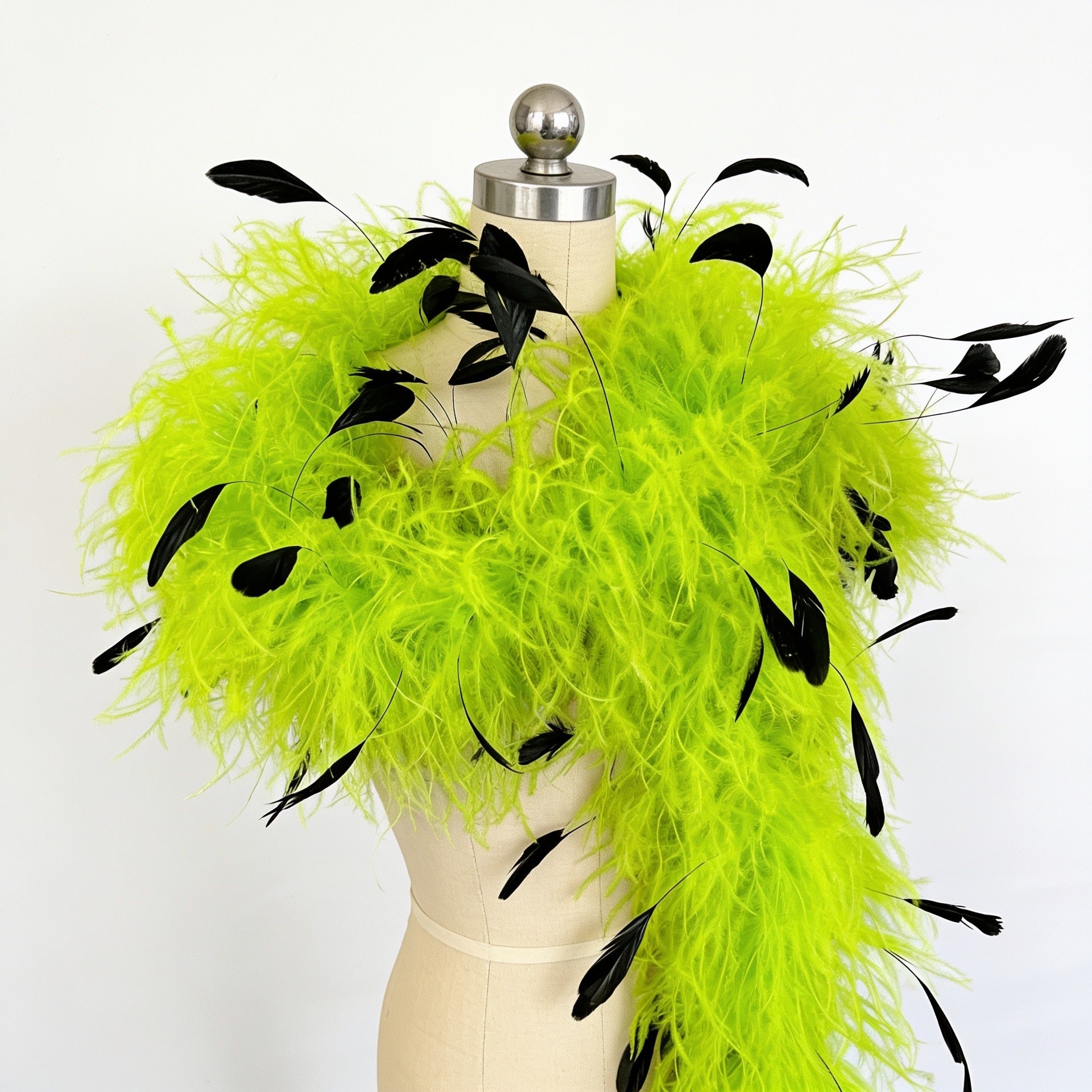 Two-Tone Ostrich Boa with Marabou & Coque Feathers - 6Ply