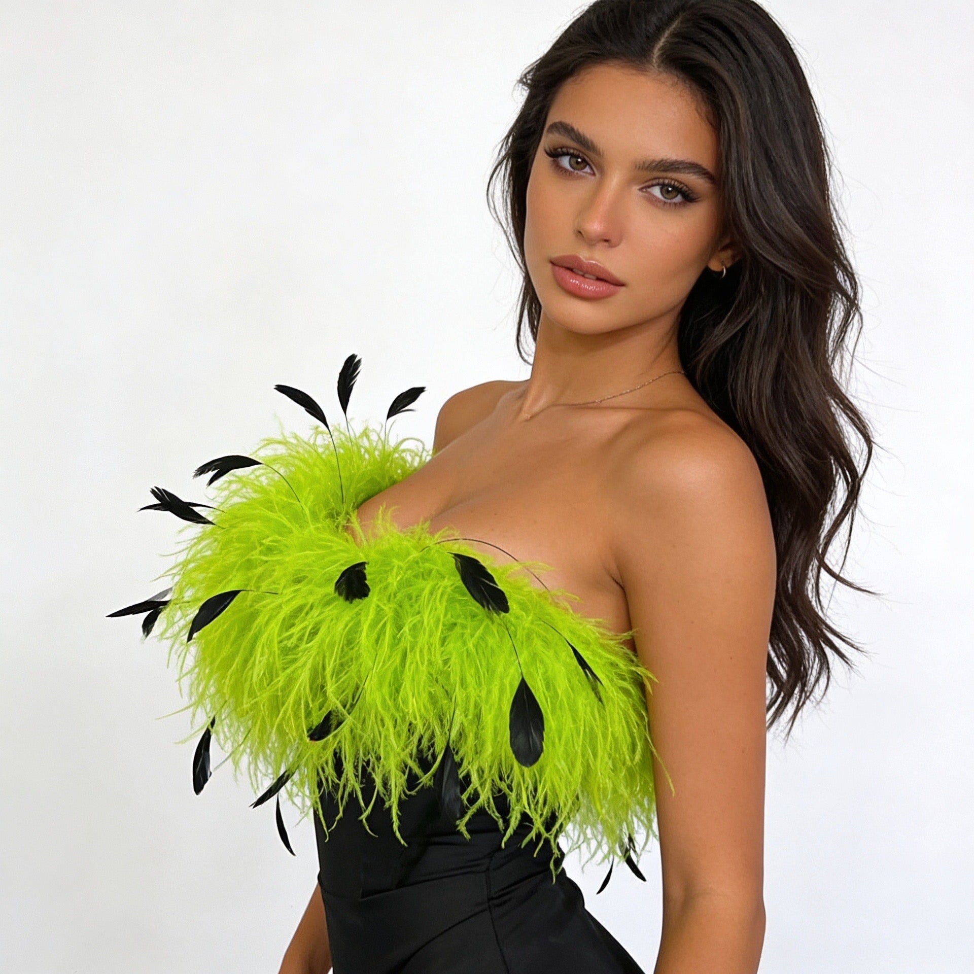 Two-Tone Ostrich Boa with Marabou & Coque Feathers - 6Ply