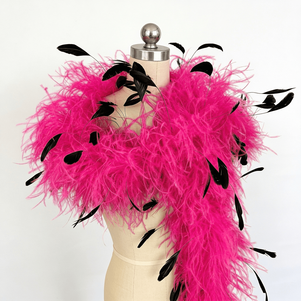 Two-Tone Ostrich Boa with Marabou & Coque Feathers - 6Ply