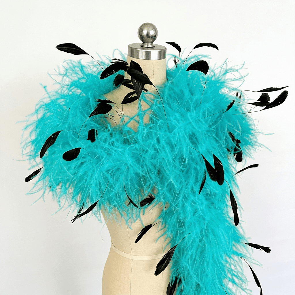 Two-Tone Ostrich Boa with Marabou & Coque Feathers - 6Ply