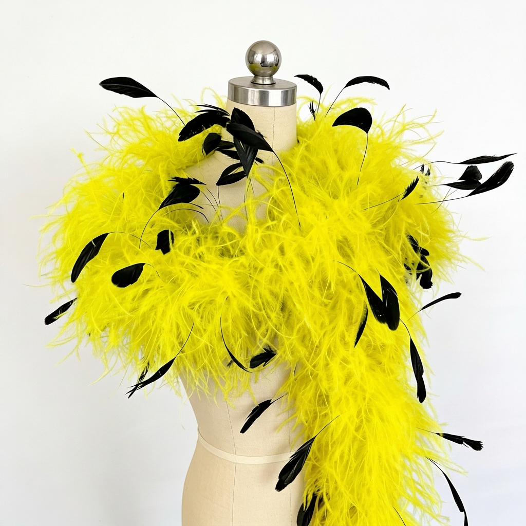 Two-Tone Ostrich Boa with Marabou & Coque Feathers - 6Ply