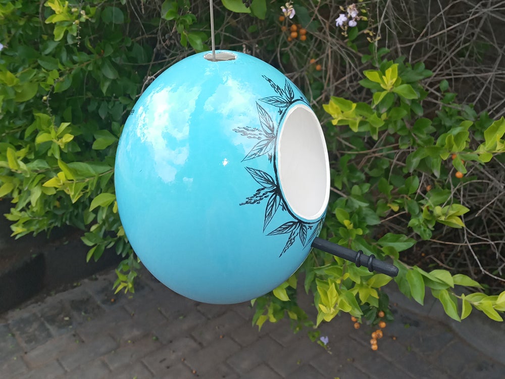 Ostrich Eggshell Bird Feeder - Fancy Feather