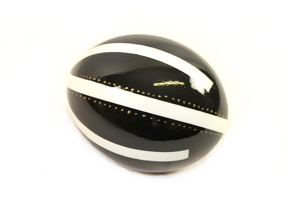 Decoupage Ostrich Egg Shell (White Stripes) - Fancy Feather