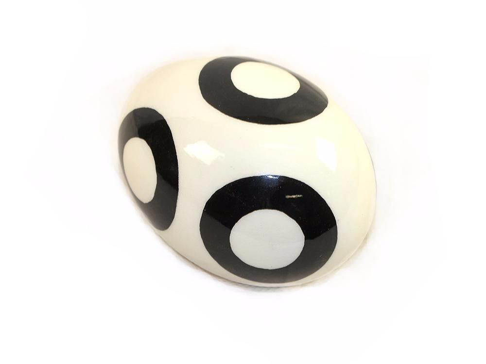 Decoupage Ostrich Egg Shell (Black Circle) - Fancy Feather