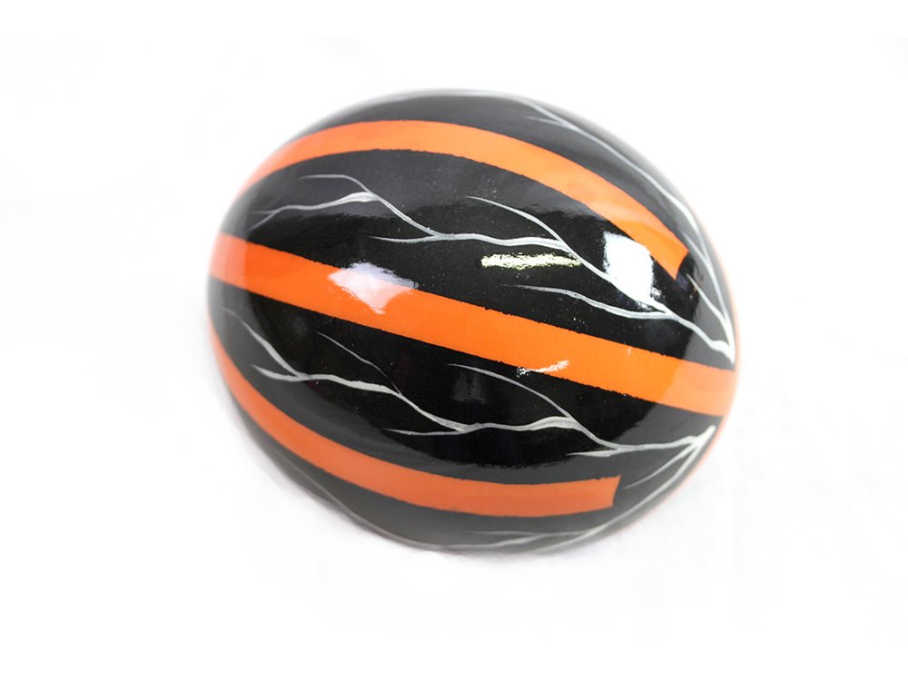 Decoupage Ostrich Egg Shell (Tangerine Stripes) - Fancy Feather