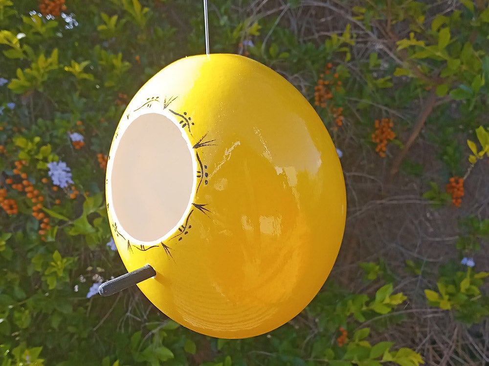 Ostrich Eggshell Bird Feeder - Fancy Feather