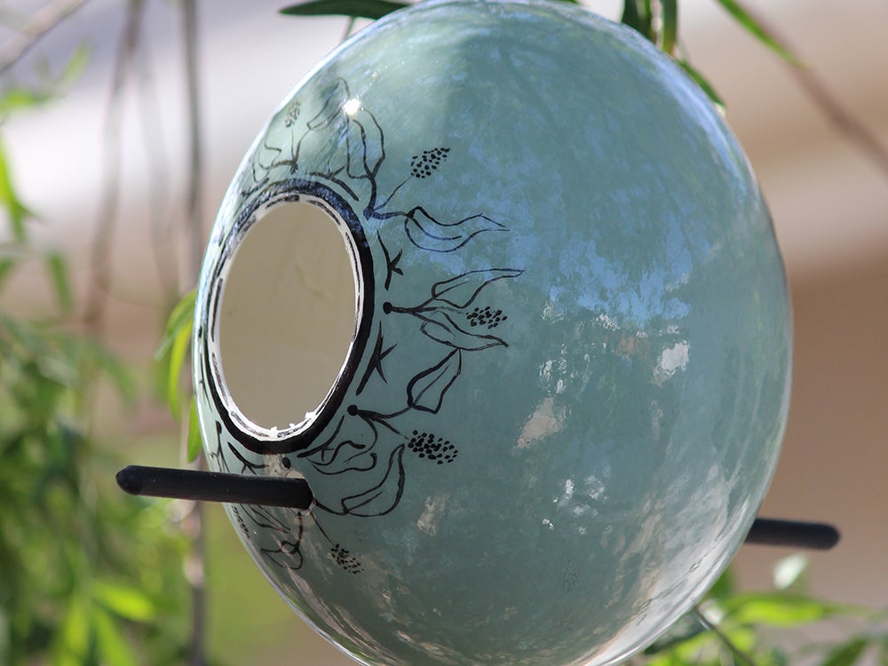 Ostrich Eggshell Bird Feeder - Fancy Feather