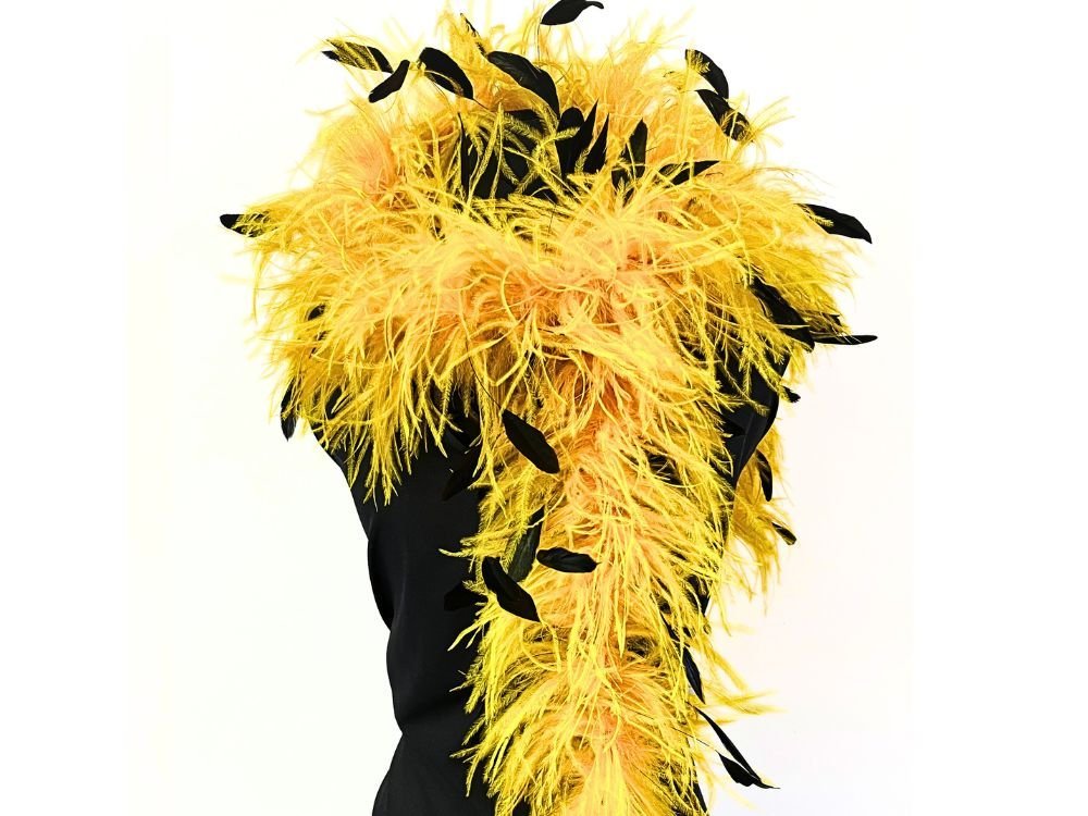 Two-Tone Ostrich Boa with Marabou & Coque Feathers - 4Ply