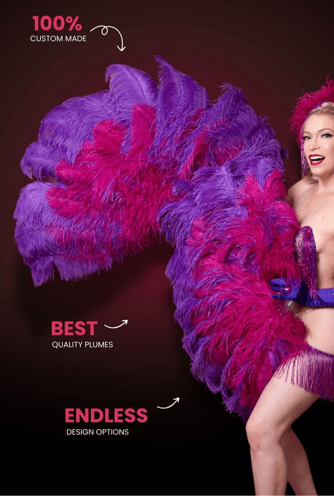 Lady carrying feather fans
