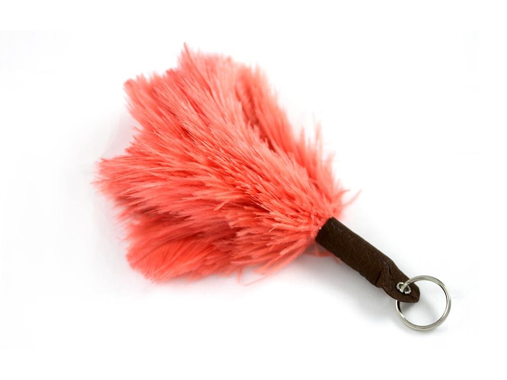 Ostrich Feather Keychain (Coral) - Fancy Feather