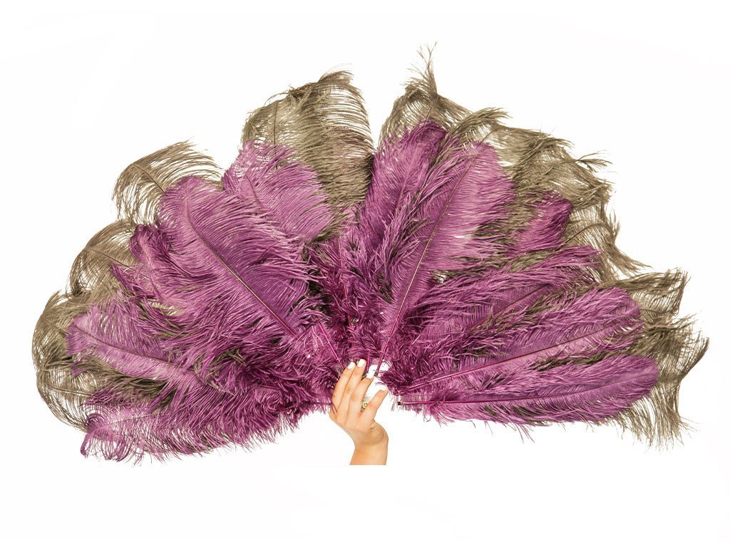 Deluxe Burlesque Fan - Double Layer - Fancy Feather