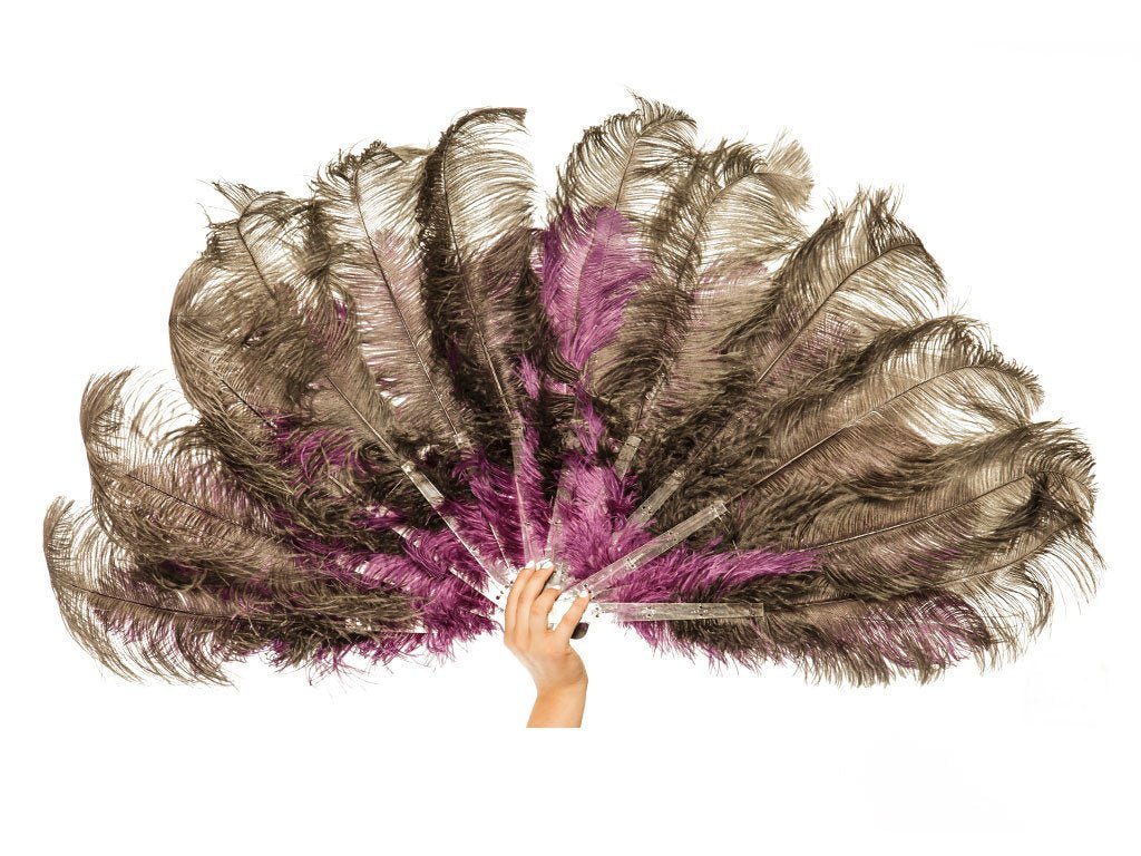 Deluxe Burlesque Fan - Double Layer - Fancy Feather