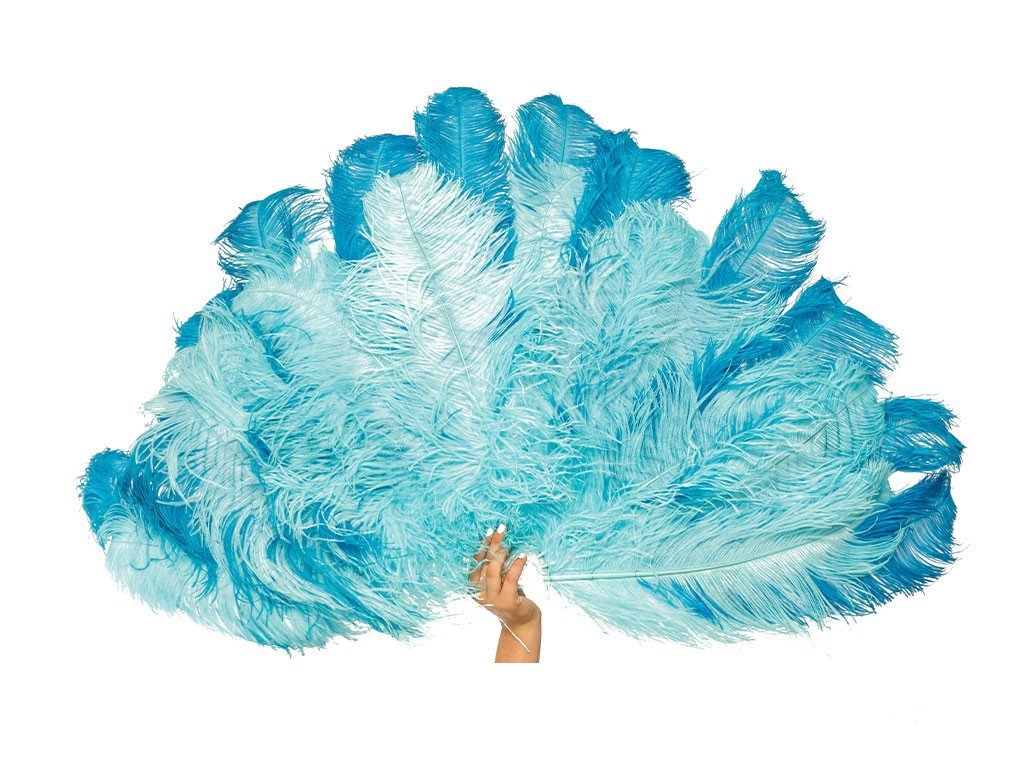 Glamour Burlesque Fan - Double Layer - Fancy Feather