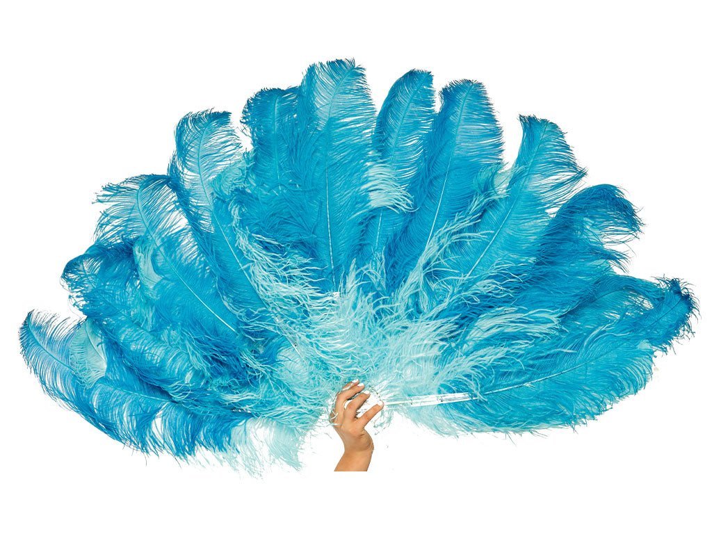 Glamour Burlesque Fan - Double Layer - Fancy Feather