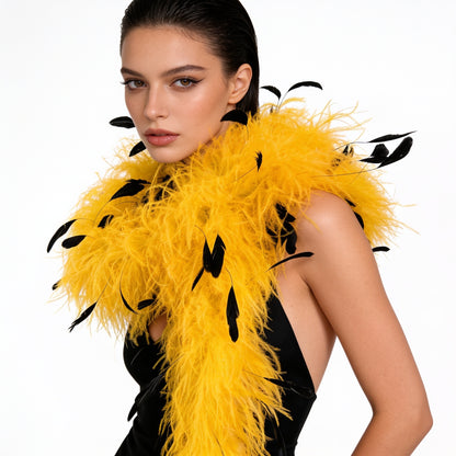 Two-Tone Ostrich Boa with Marabou & Coque Feathers - 6Ply