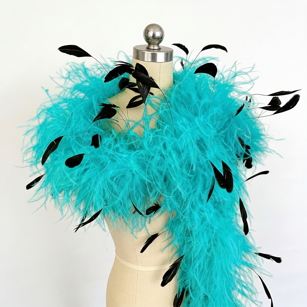 Two-Tone Ostrich Boa with Marabou & Coque Feathers - 6Ply