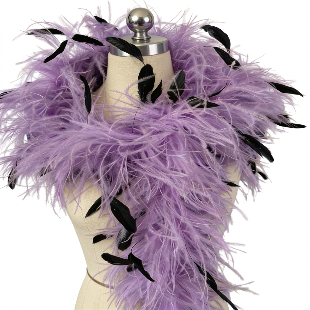 Two-Tone Ostrich Boa with Marabou & Coque Feathers - 4Ply