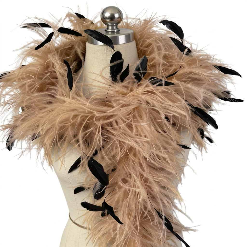Two-Tone Ostrich Boa with Marabou & Coque Feathers - 4Ply