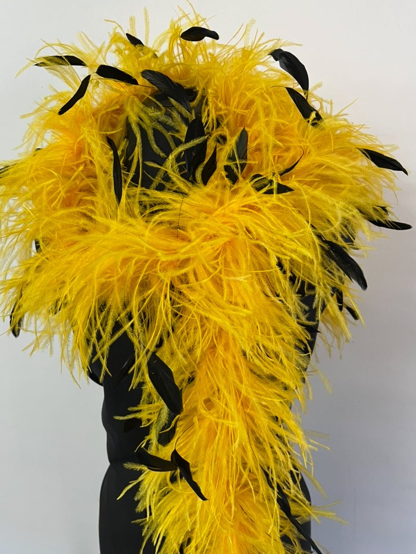 Two-Tone Ostrich Boa with Marabou & Coque Feathers - 4Ply