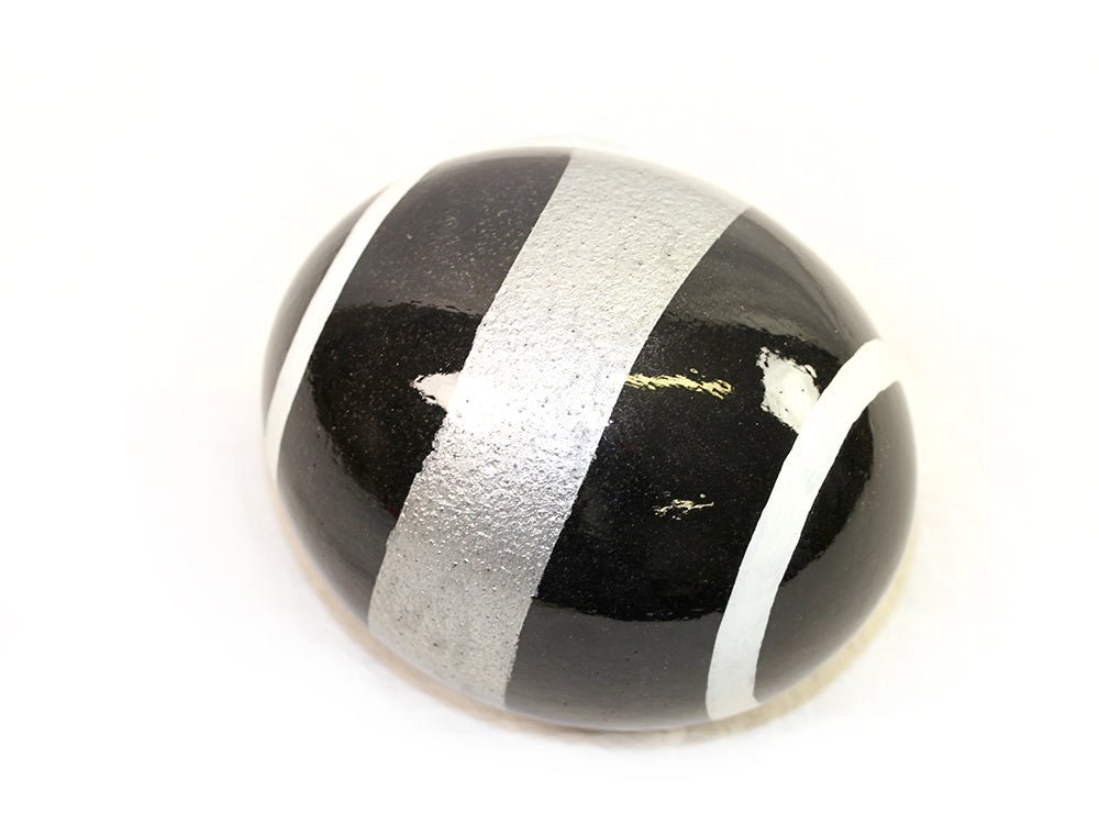 Decoupage Ostrich Egg Shell (Silver Stripes) - Fancy Feather
