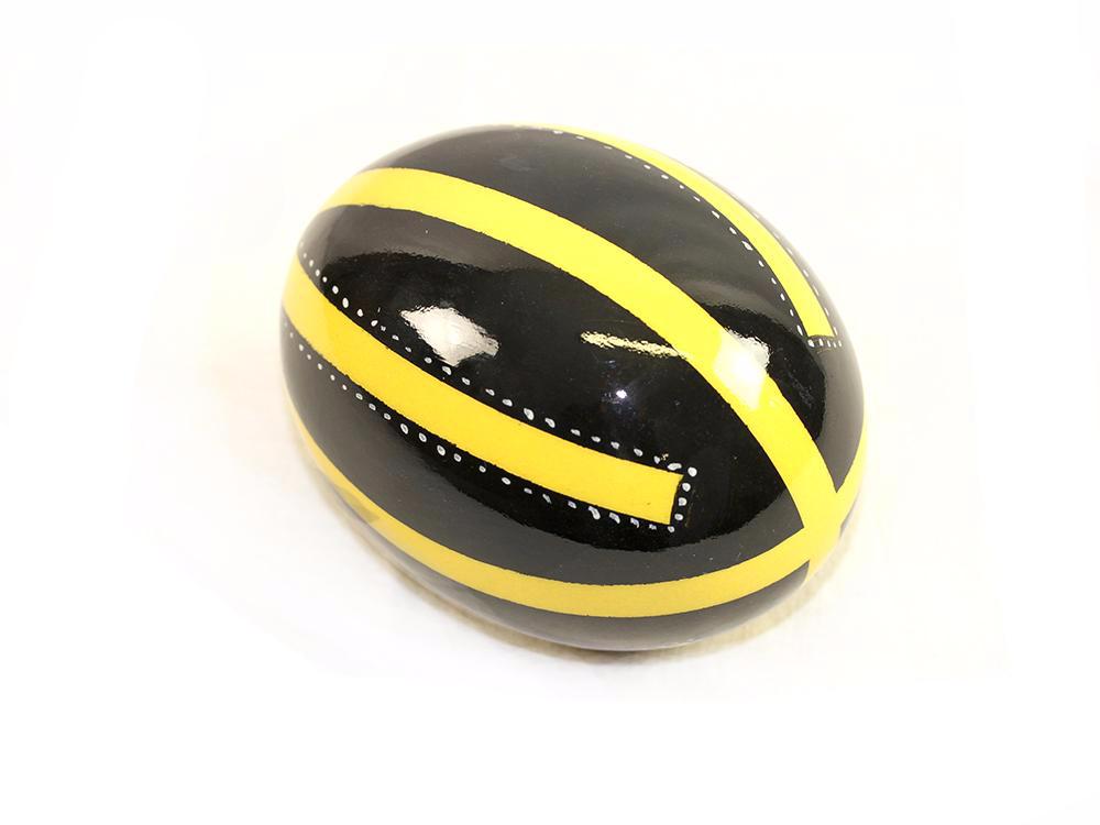 Decoupage Ostrich Egg Shell (Yellow Stripes) - Fancy Feather