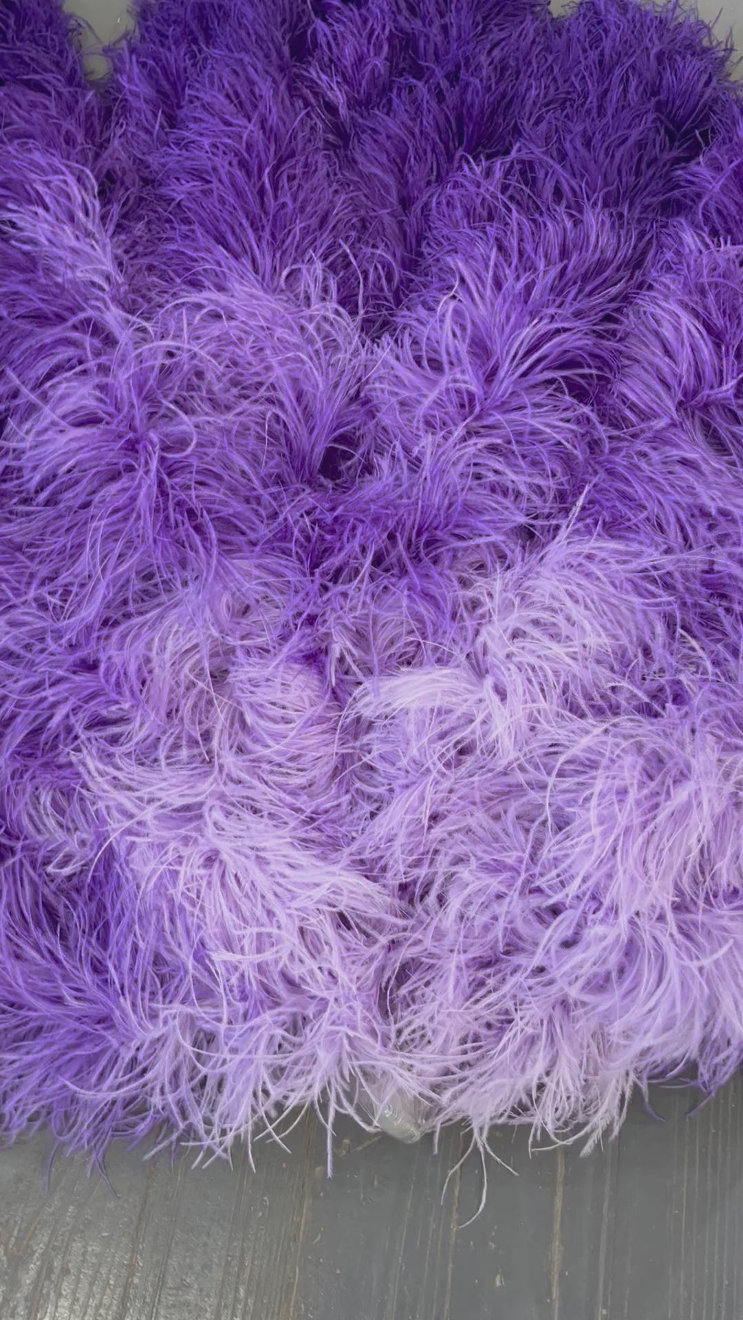 Load video: Ostrich Boa Waterfall Fan (Fade &amp; Ombre Dyed)